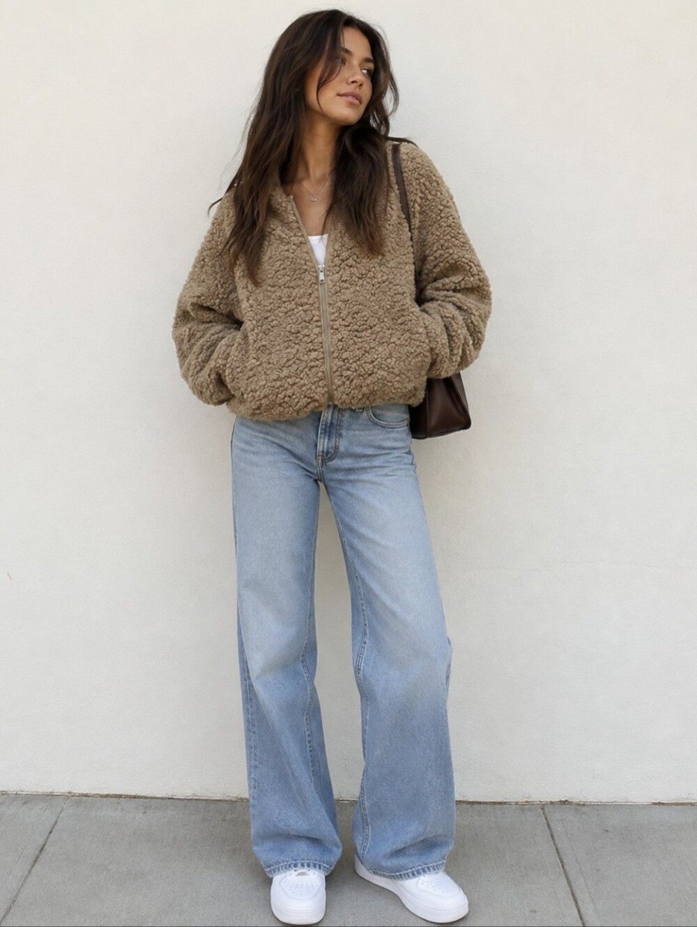 Zara Teddy Sherpa Crop Jacket Size Medium